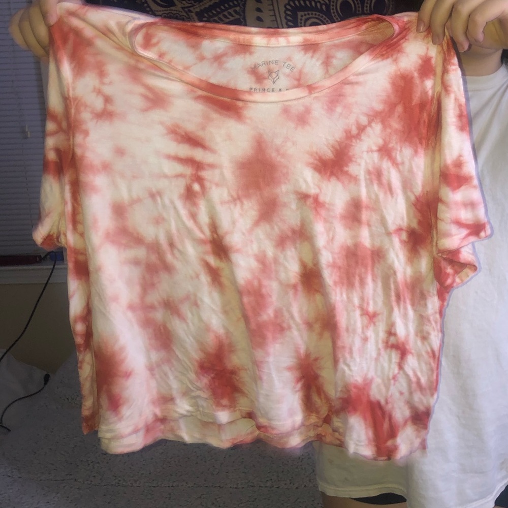 pink and white tie-dye crop top